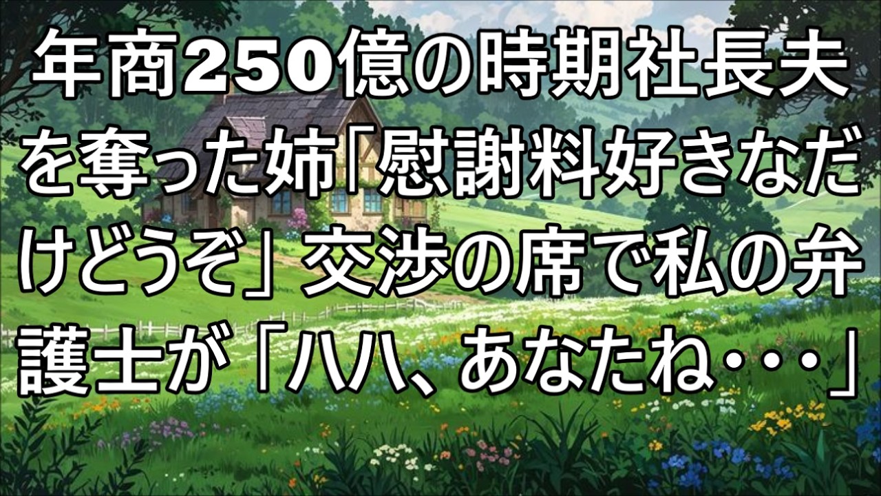 【スカッとする話☆総集編】年商250億の次期社長の夫を奪った姉「残念だったわねｗ慰謝料好きなだけ払ってあげるわｗ」→示談交渉で私の弁護士大爆笑「あなたはクビで
