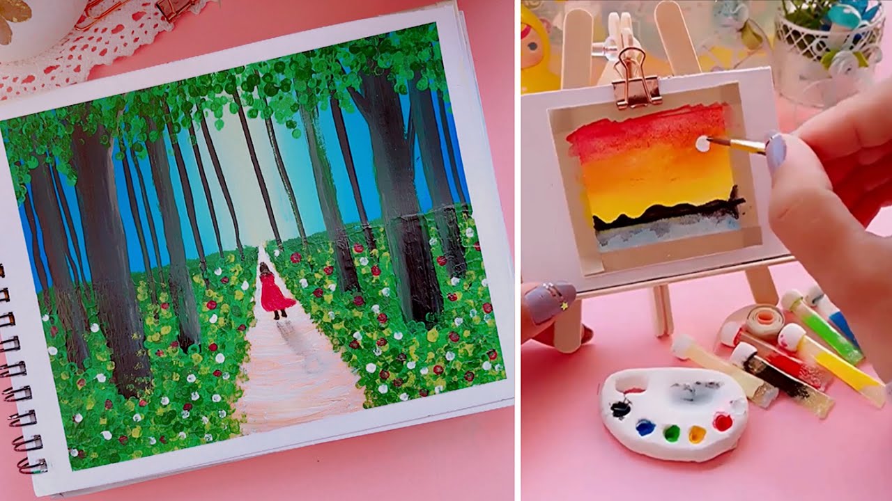 Beautiful Forest Scenery Painting | Easy Acrylic Painting Tutorial  #art #painting