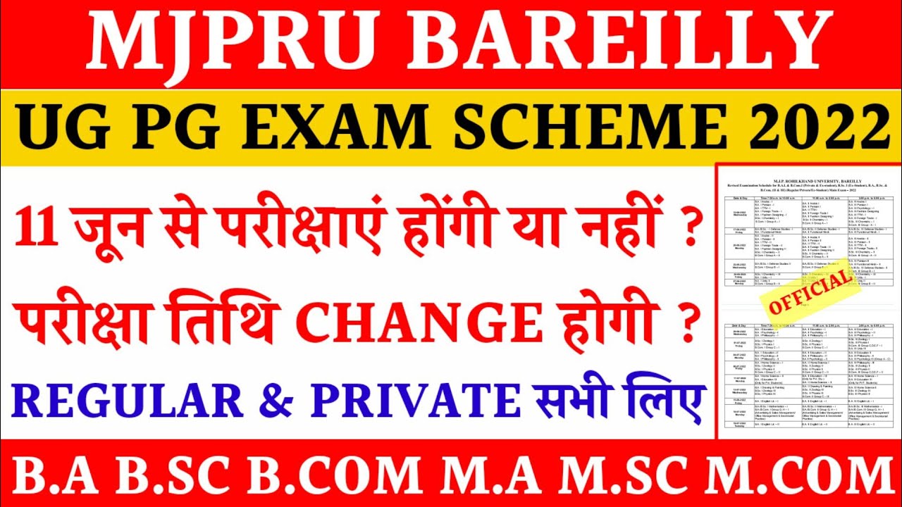 Revied exam scheme Mjpru 2022 | Mjpru exam date change ?