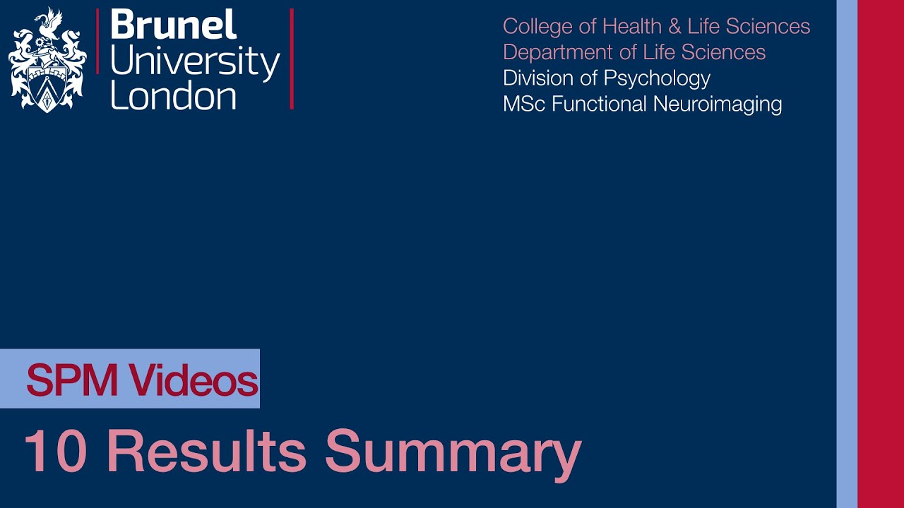SPM Tutorial 10 - Results Summary