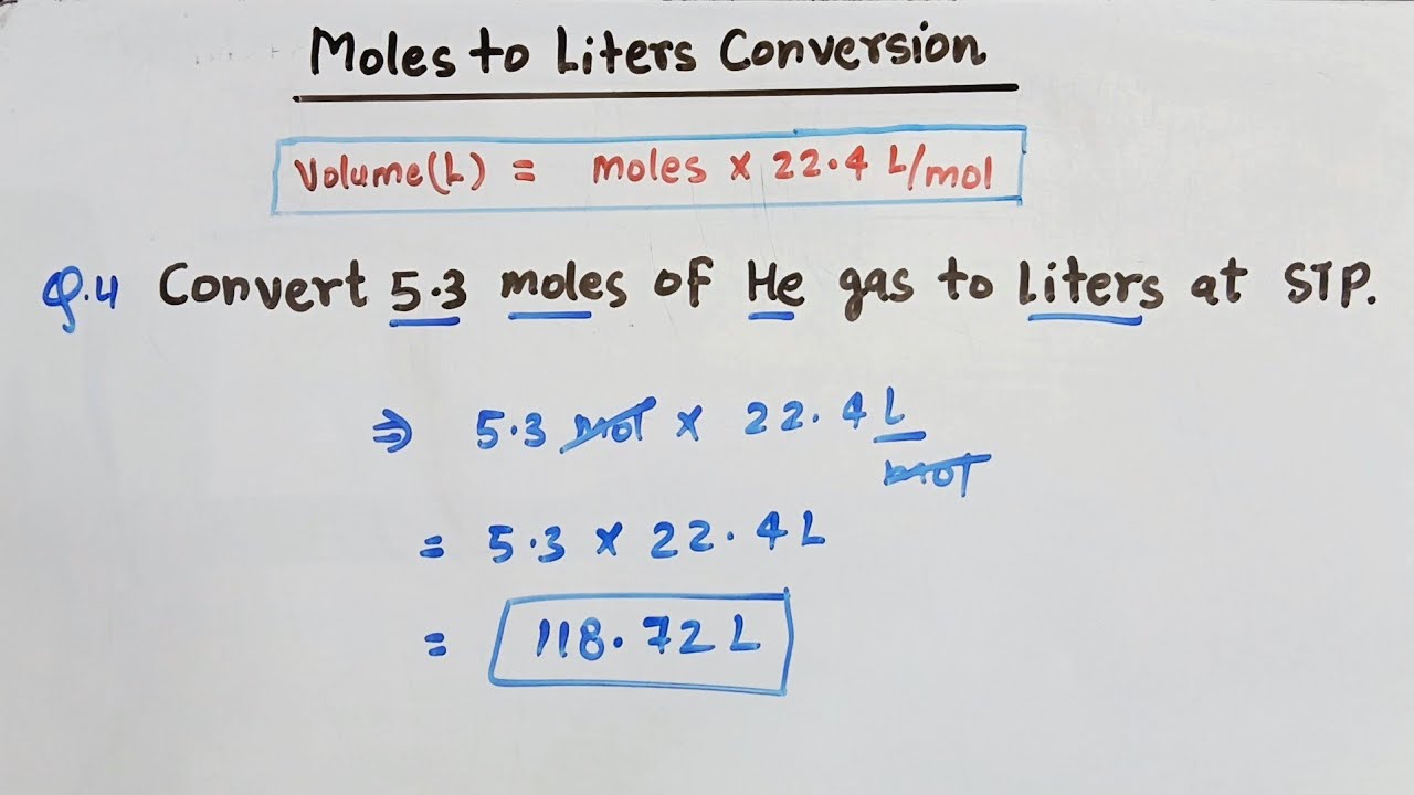 Moles to liters conversion l how to convert moles into liters l chemistry l