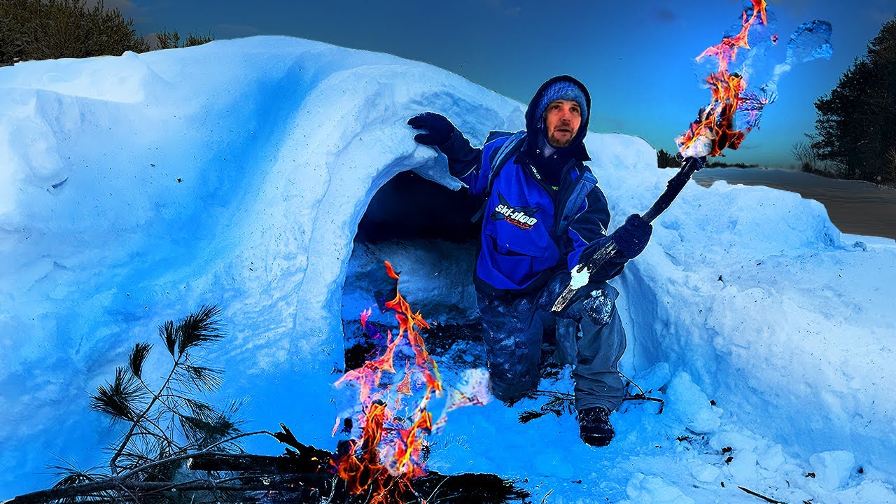 Solo Overnight in a Snowbank Dugout | Extreme Cold Survival