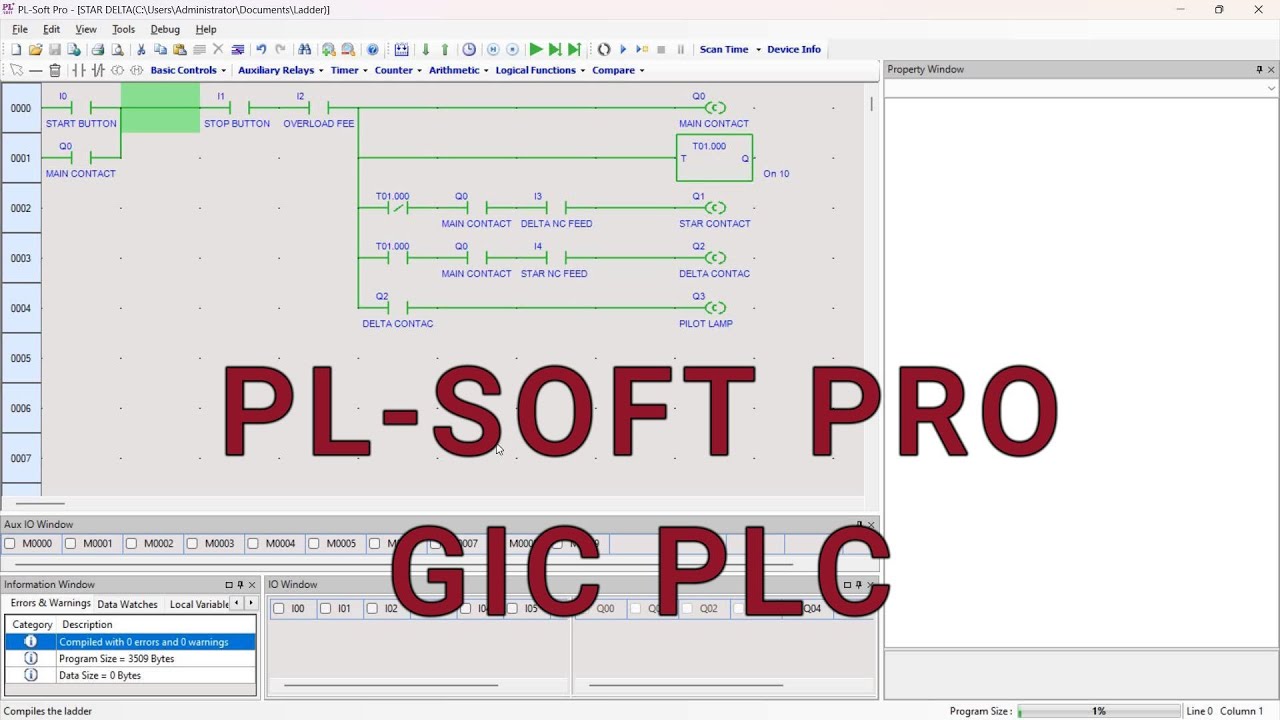PLC PROGRAMMING: SIMPLE STAR-DELTA STARTER LADDER USING PL-SOFT PRO FOR GIC PLC CONTROLLERS
