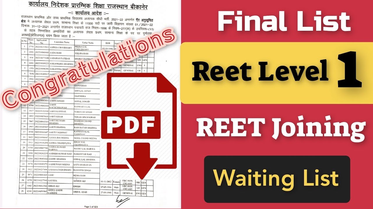 Reet Joining | Congratulations REET Level 1 Selected Teacher |