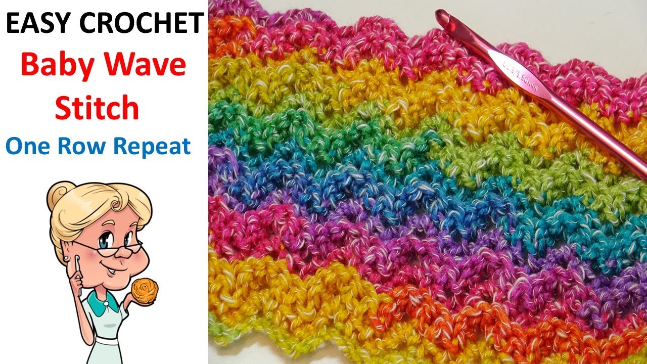 Простая вязаная крючком детская волна — один повтор ряда — узор недели #CreativeGrandma