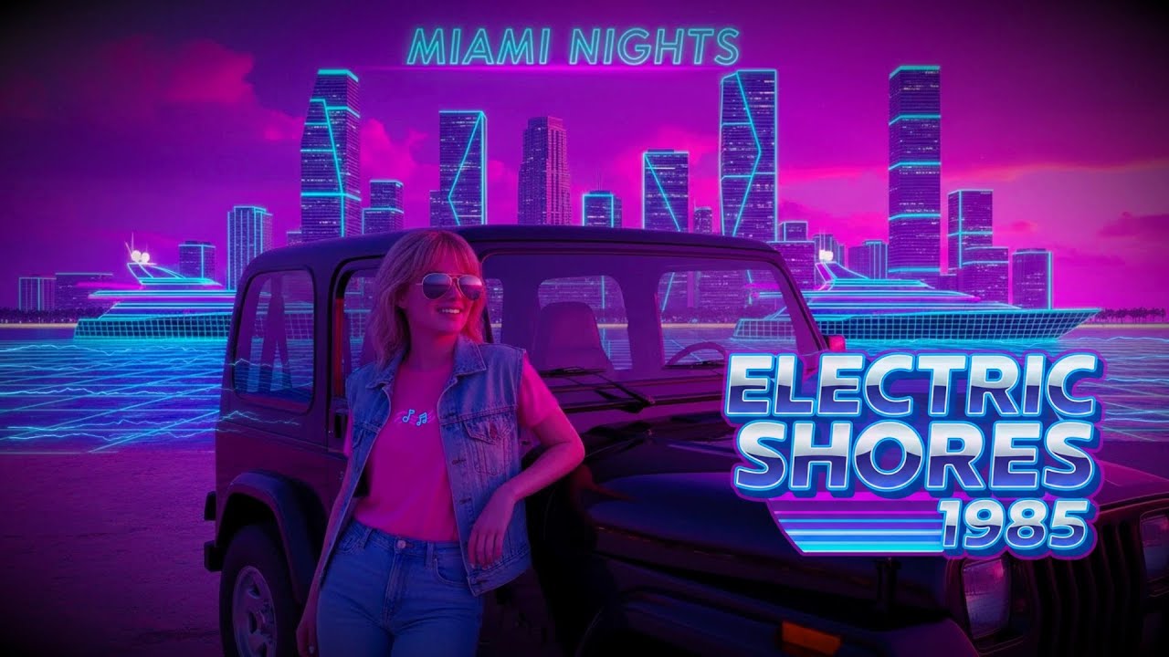 🌇 Electric Shores 1985 - Synthwave Coastal Grid Where Neon Touches The Tide
