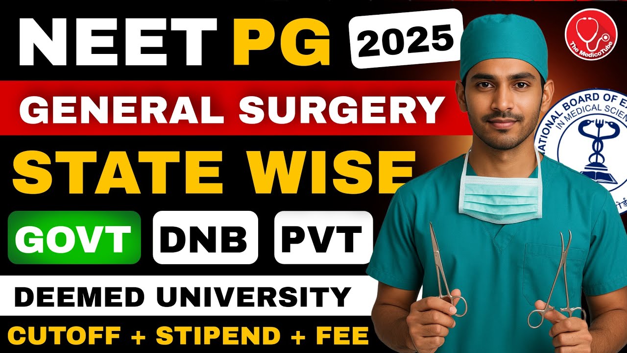 📢 NEET PG 2025🔥 GENERAL SURGERY STATE WISE CUTOFF | GOVT VS DNB VS PVT VS DEEMED | FEES + STIPEND
