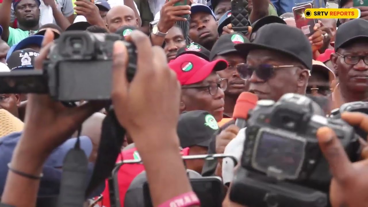Human Rights Lawyer, Femi Falana Joins NLC Protest In Lagos; Addresses Crowd
