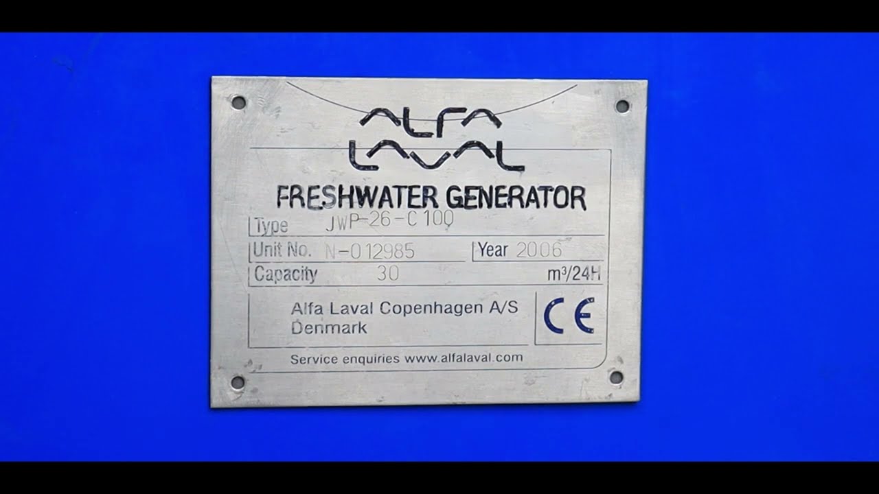ALFA LAVAL FRESH WATER GENERATOR TPYE: JWP-26-C100