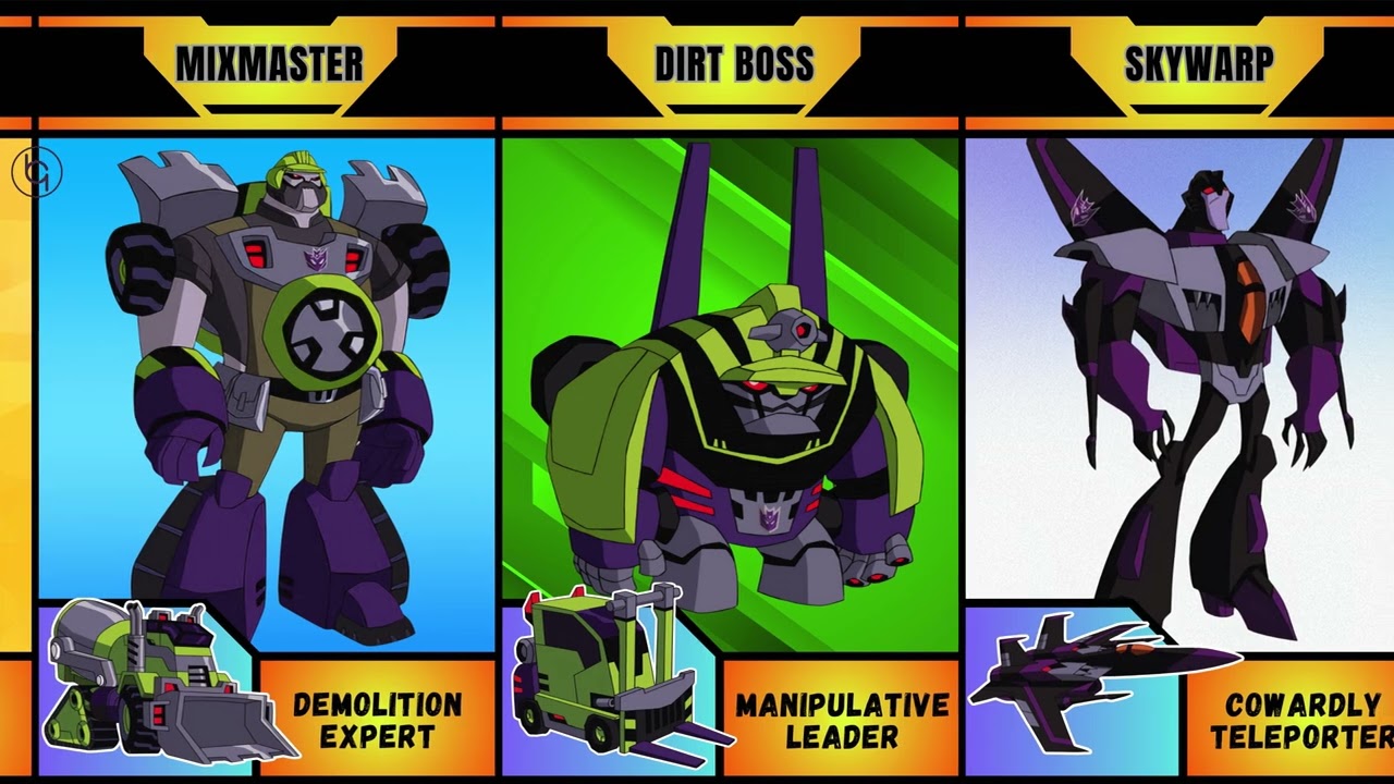 Roles and Vehicle Modes of Decepticon Characters in Transformers Animated #g1 #transformers