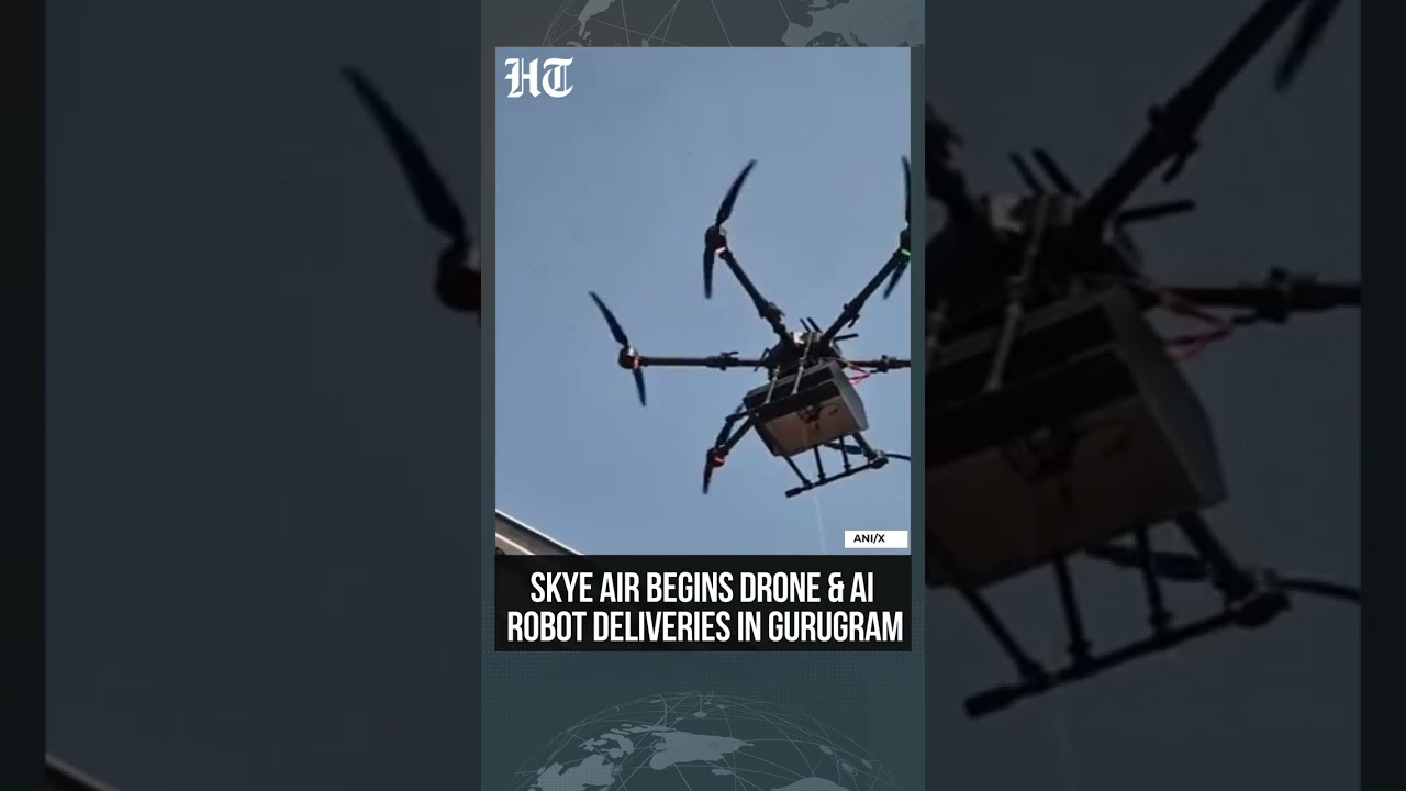 Gurugram&rsquo;s Skye Air Rolls Out Drone And AI Robot Doorstep Delivery | #shorts