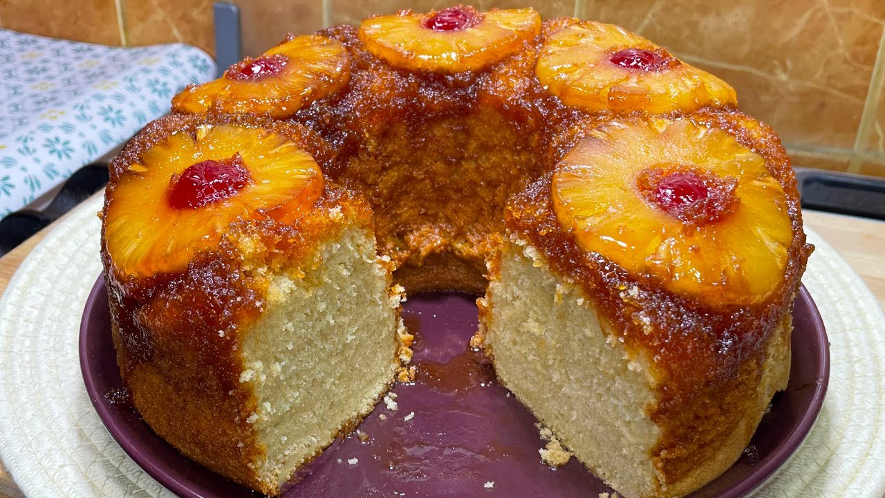 Como preparar un Queque de Piña o Volteado de Piña, paso a paso receta super fácil