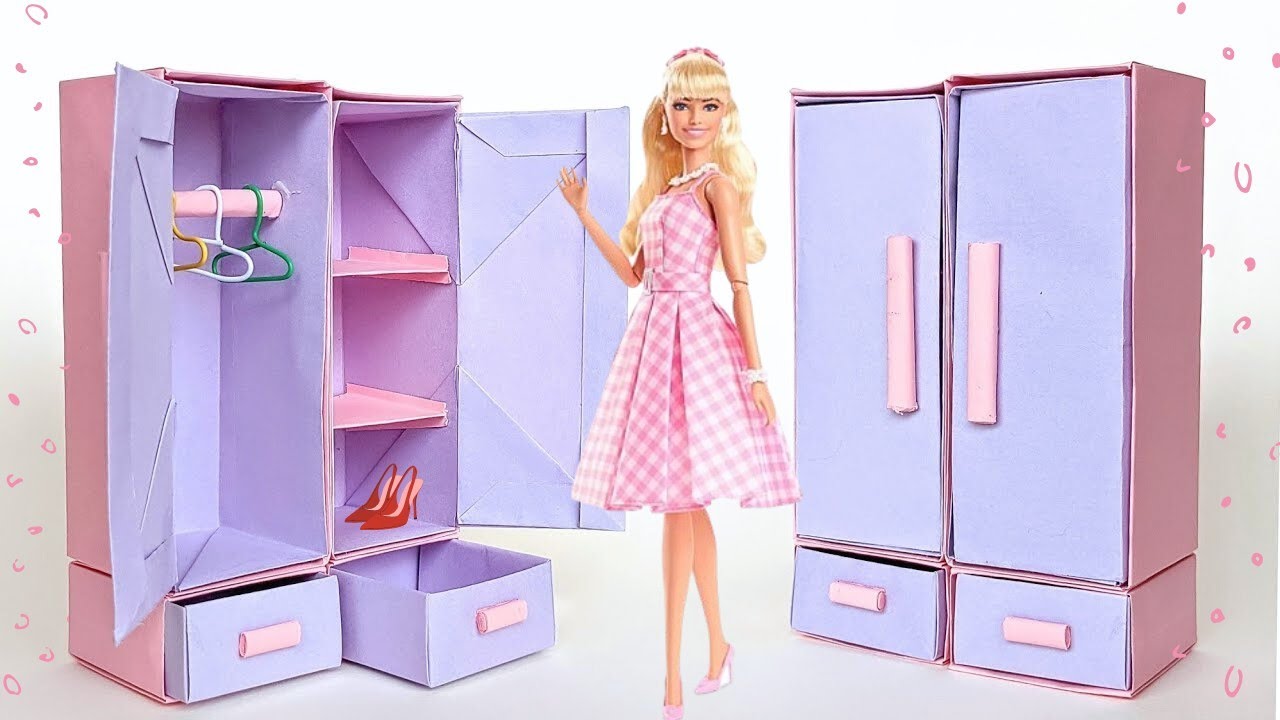 Paper dollhouse closet | Origami bedroom cabinet | DIY mini Dollhouse Furniture