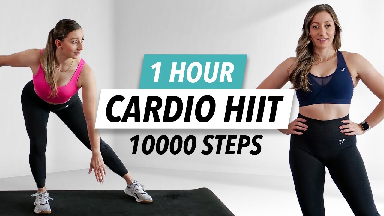 1 Hour Cardio Workout at home - 10000 steps for Fat Burn (No equipment)