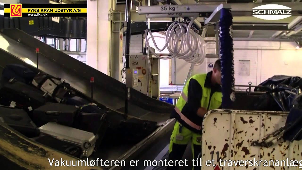 Håndtering af bagage i lufthavn via vakuumløfter