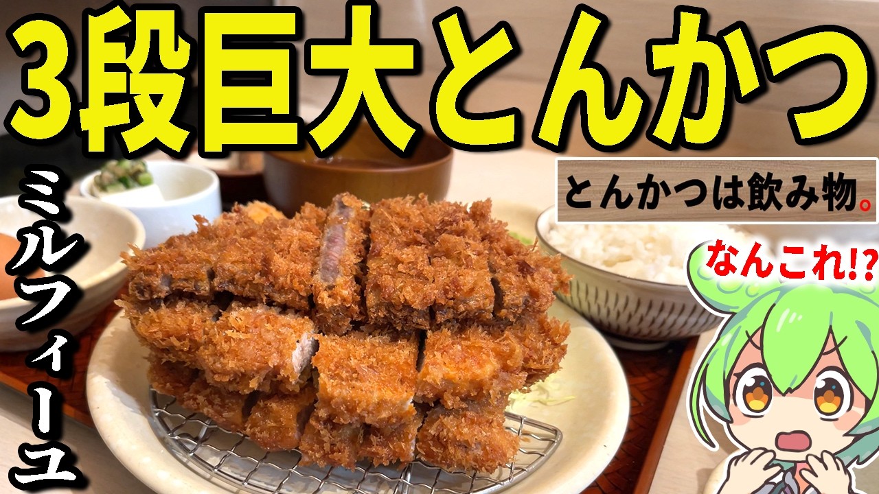とんかつは飲み物。とかいうヤバい店の「爆盛りミルフィーユかつ定食」がとにかくヤバすぎるらしい・・・大食いチャレンジじゃ！！【ずんだもん＆ゆっくり解説】