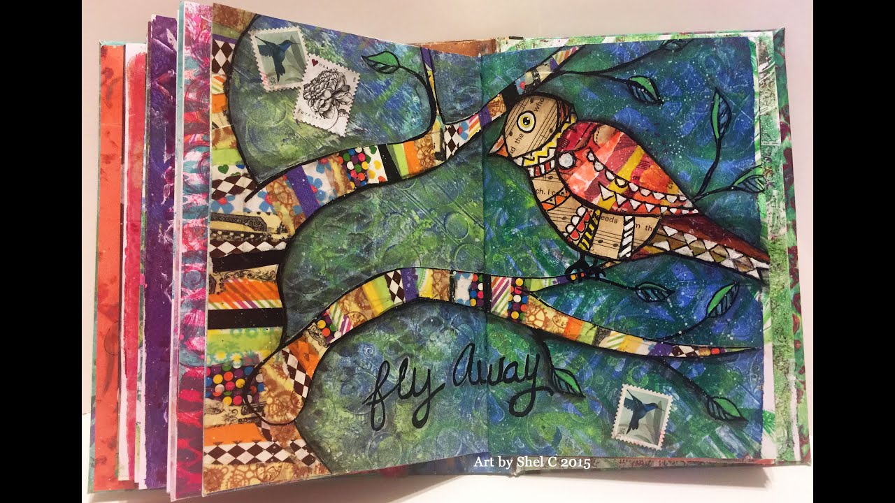 NaNoJouMo Art Journal page  - Bird Collage
