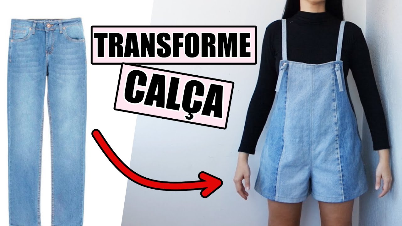 DIY COMO TRANSFORMAR CALÇA JEANS  EM JARDINEIRA