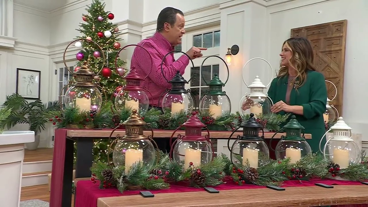 Home Reflections Indoor/Outdoor Hanging Lantern with Wreath on QVC