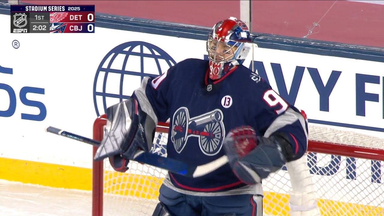 Elvis Merzļikins All 43/46 Saves vs Detroit Red Wings 01.03.2025 | NHL