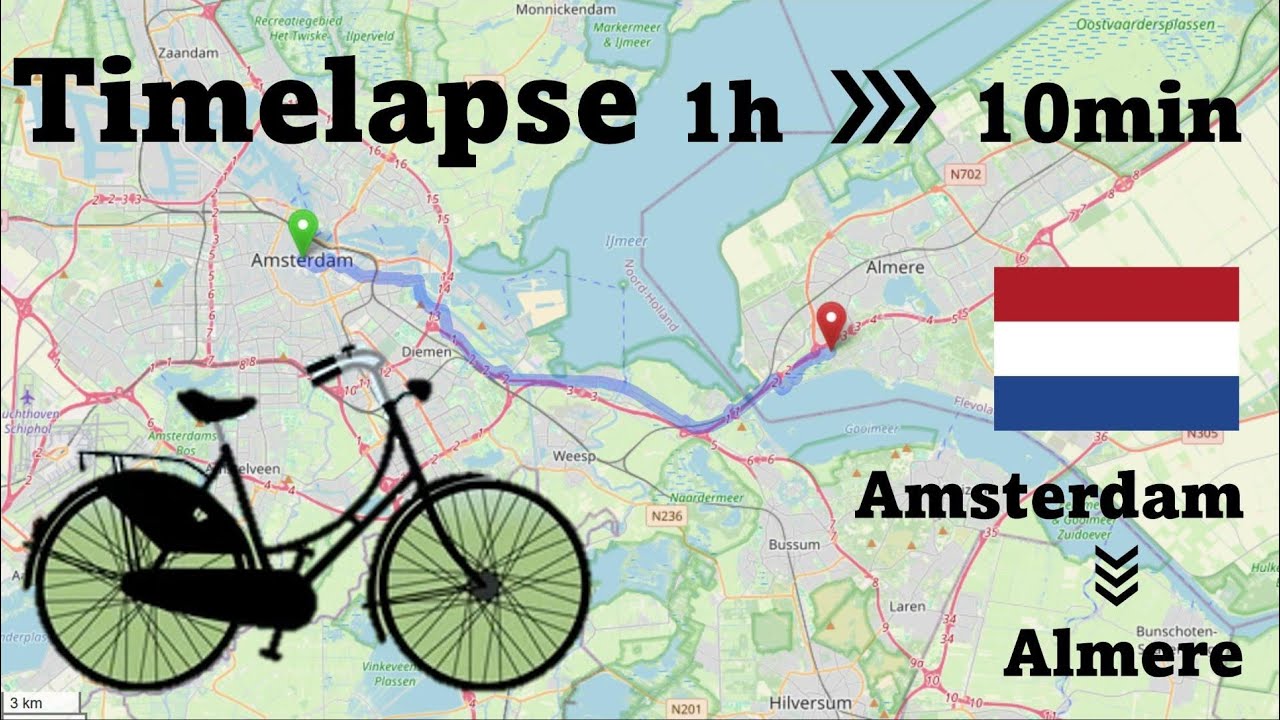 Bicycle TIMELAPSE - Amsterdam - 1 hour in 10 minutes