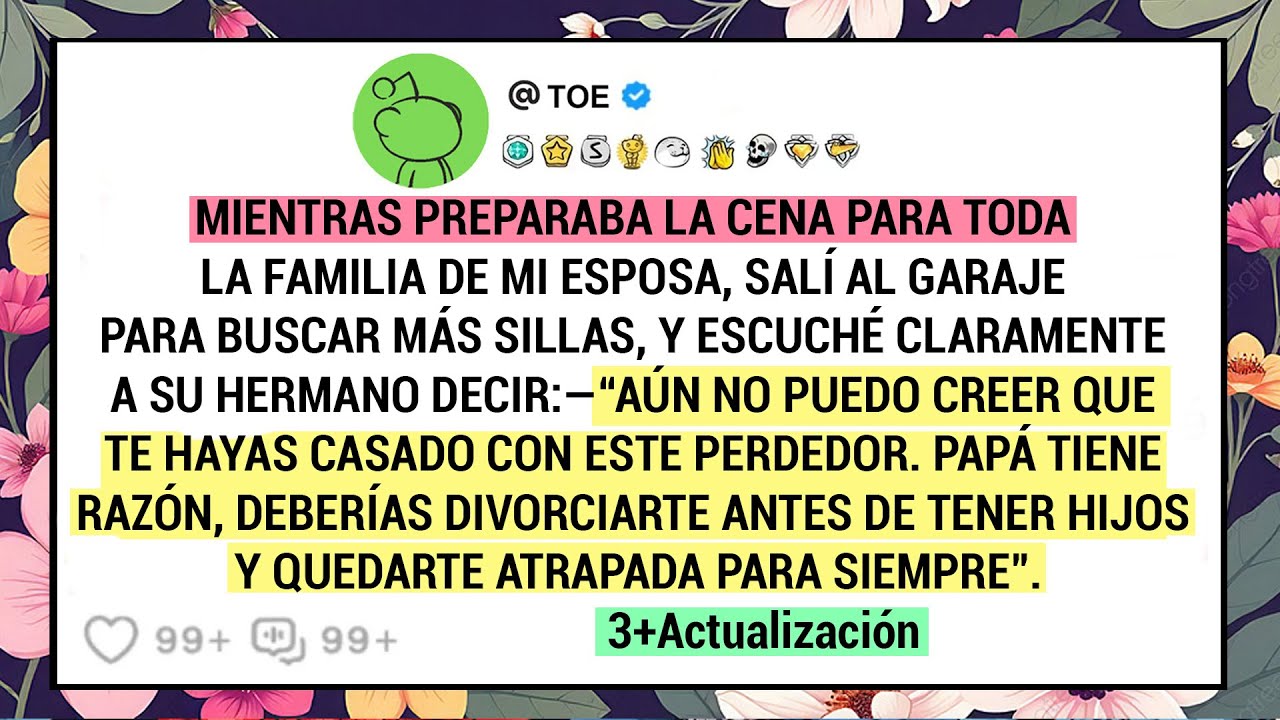 Mientras preparaba la cena para toda la familia de mi esposa, salí al garaje para buscar más...