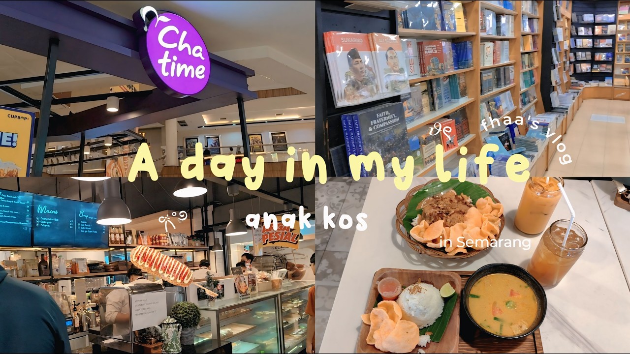 A day in my life anak kost🍳 | membuat sarapan, toko buku, cafe🥘✨