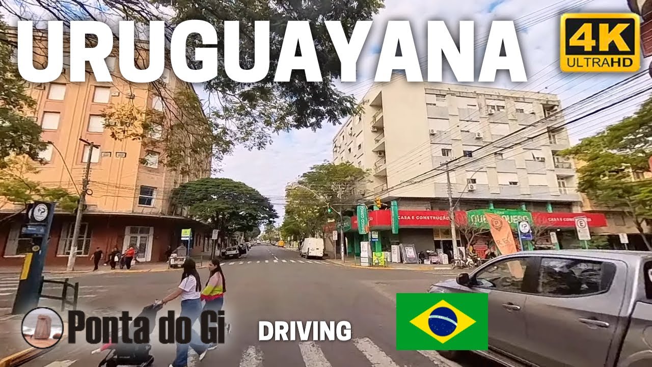 PASEO virtual 4k por la CIUDAD brasileña de URUGUAIANA fronteriza de ARGENTINA 
