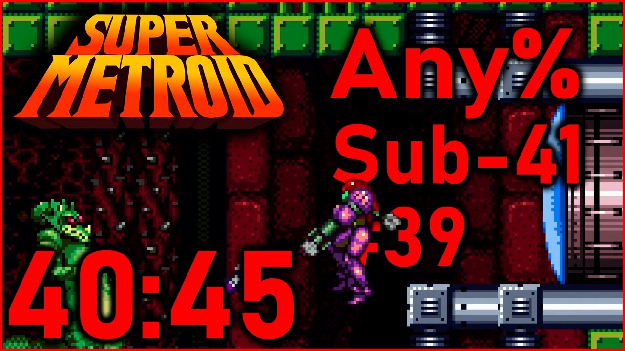 Super Metroid - прохождение игры на скорость Any% за 40:45 (менее 41 секунды, №39)