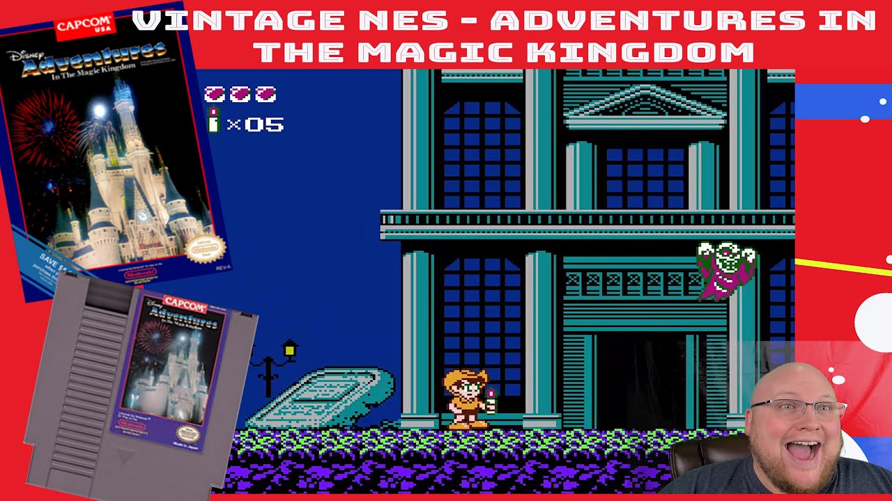 Adventures in the Magic Kingdom. Playing classic Nintendo (NES) game and having a not so magical day
