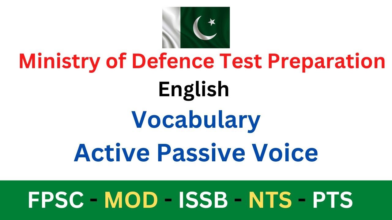 MOD Jobs 2022 Test Preparation English Vocabulary and Active Passive Voice Part 1