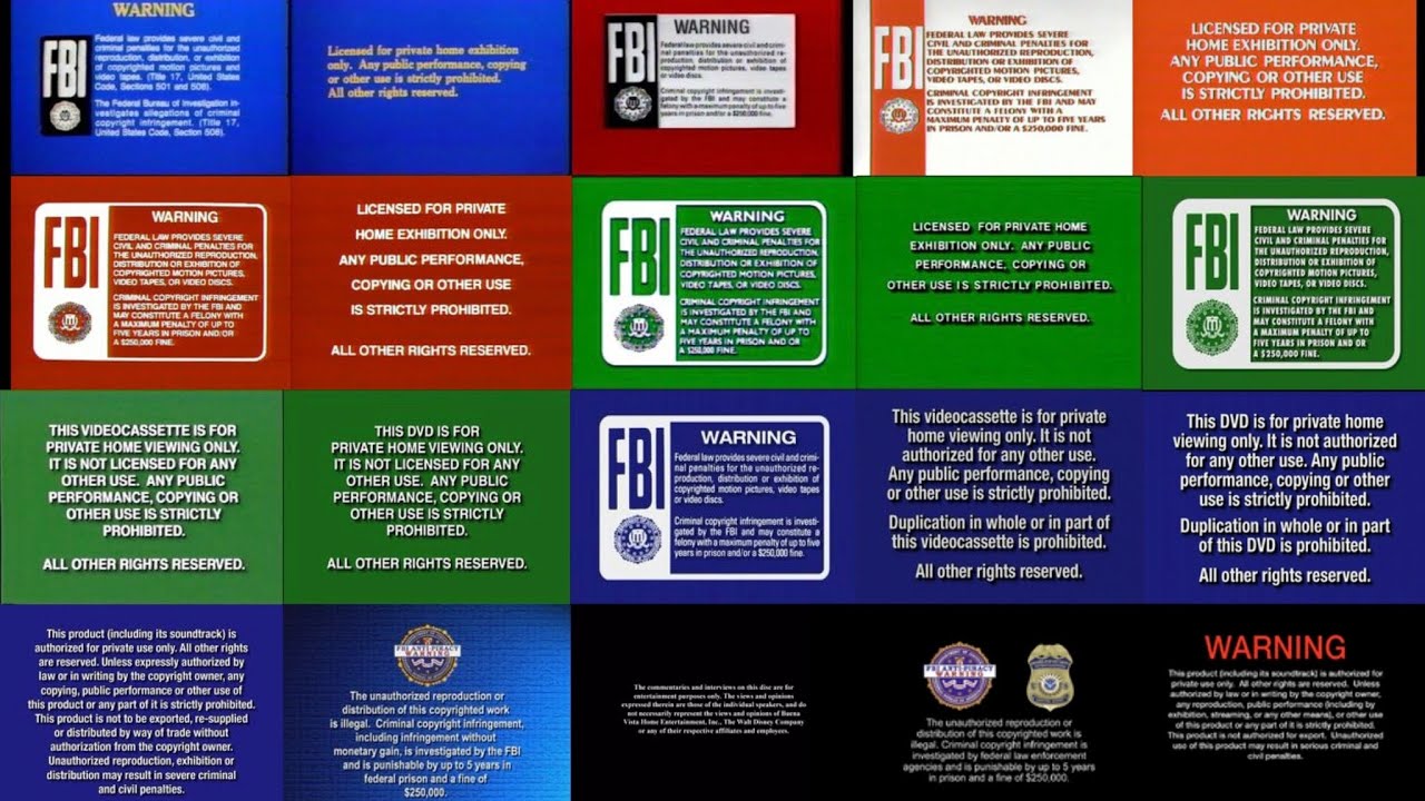 Walt Disney Home Video/Entertainment FBI Warning Screen History