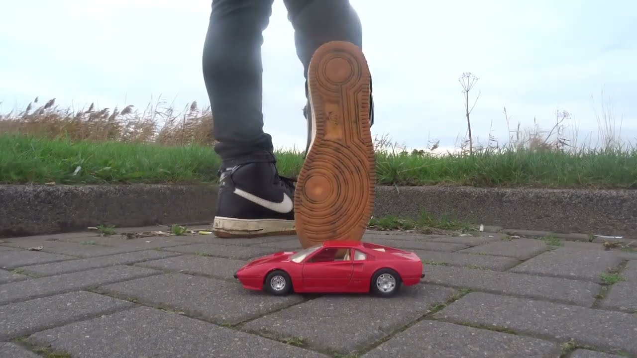 Nike Air Force One (AF1) stomp, trample and destroy model toy car