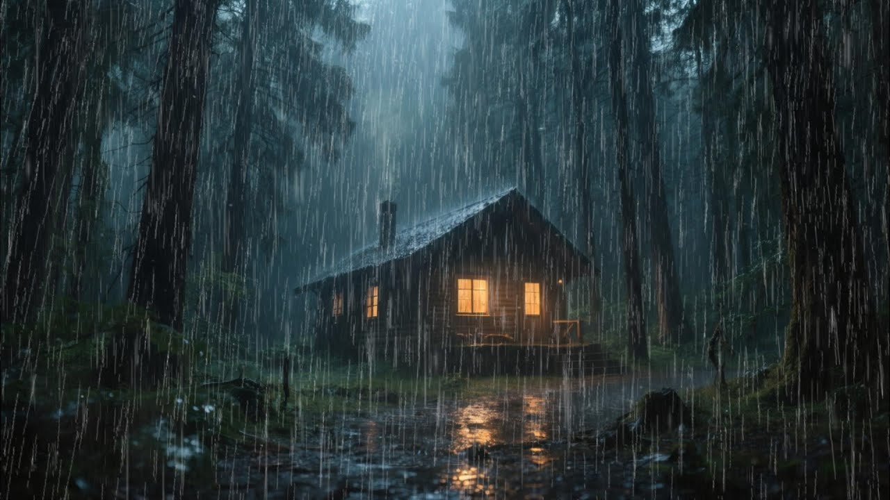 Dark Forest Cabin Rain &ndash; Night Ambience for Deep Sleep & Relaxation