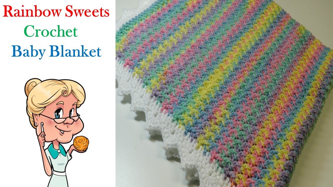 Easy Rainbow Sweets Crochet Baby Blanket Tutorial with Shell Border - #crochet