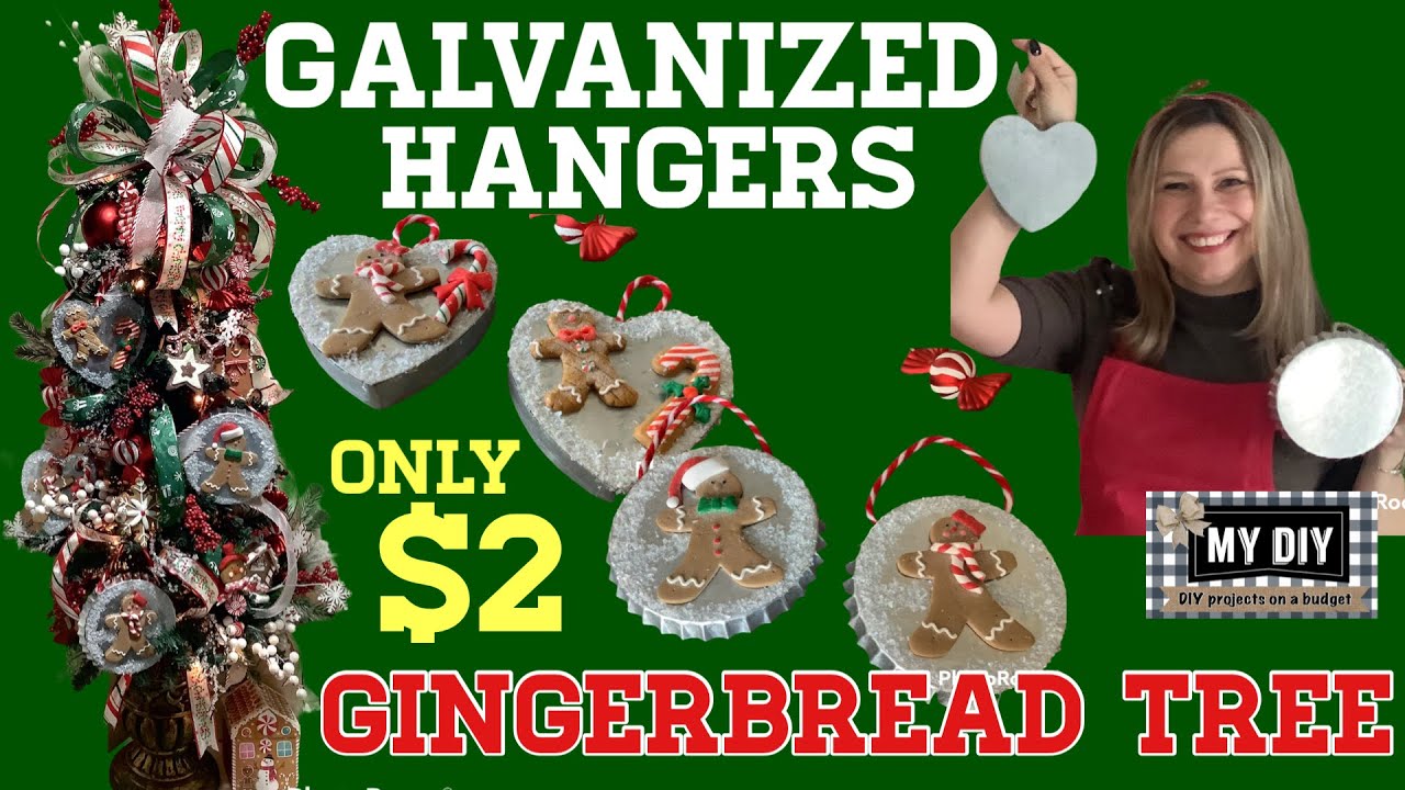Dollar Tree Galvanized Hangers DIY | Gingerbread Bottle Cap Ornaments DIY | Gingerbread Tree