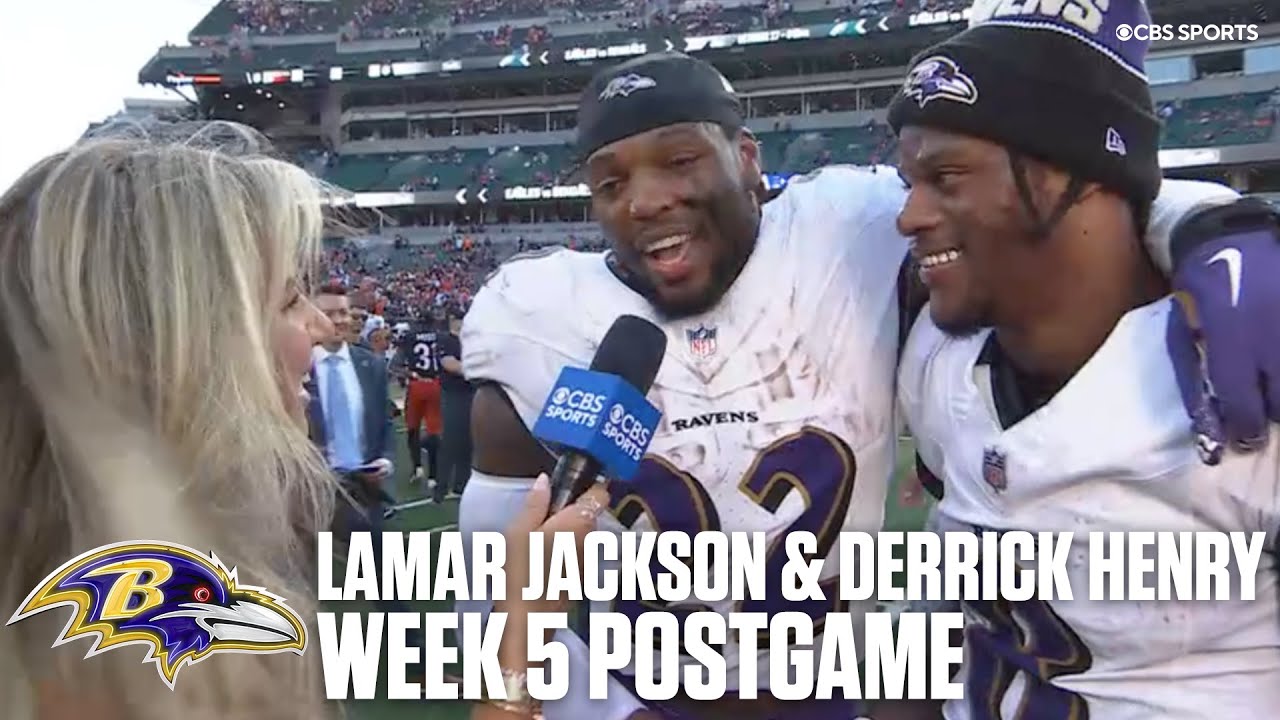 Lamar Jackson & Derrick Henry speak on Raven's offensive performance, look ahead at Week 6 matchup