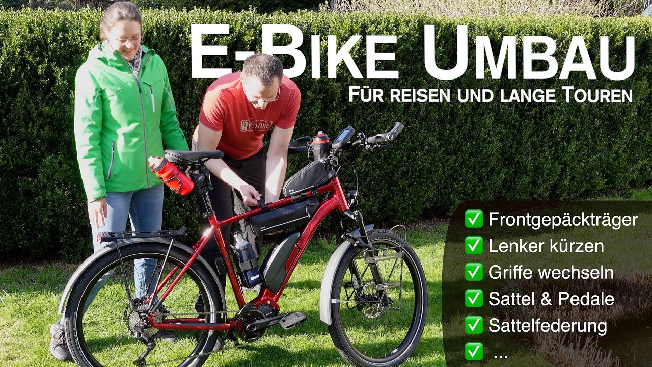 E-Bike Umbau zum Reisen - Frontgepäckträger, Lenker kürzen, Griffe wechseln, Sattelfederung uvm.