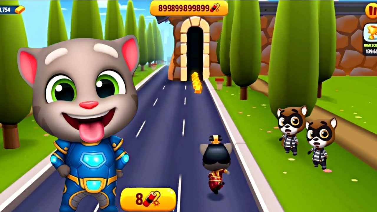 Talking Tom Gold Run mo.D3 - Tom Skateboard vs Roy Raccoon in a Strange World