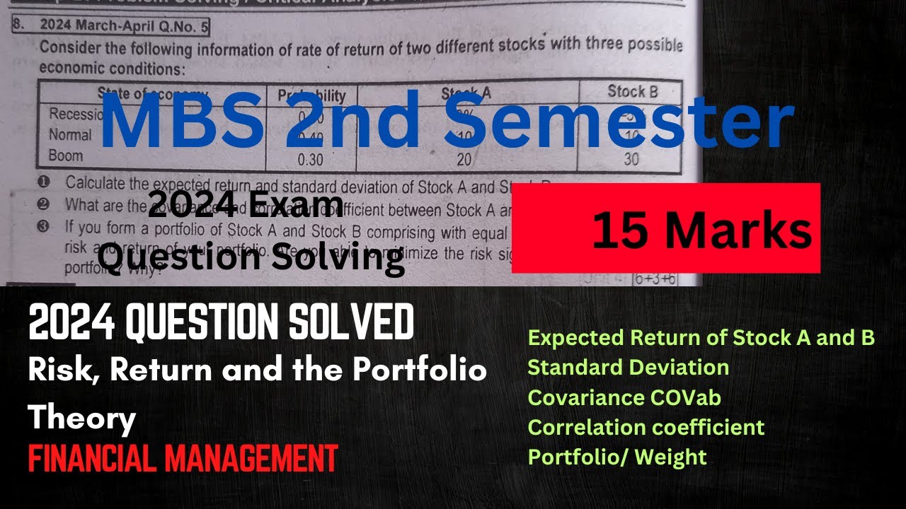 MBS 2nd Sem| Risk, Return and Portfolio| Financial Management 2024 exam question solved|