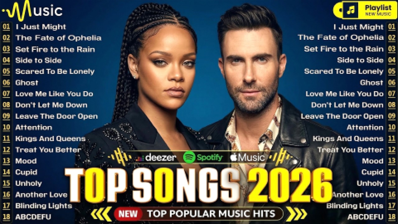 Rihanna, Taylor Swift, Selena Gomez, Maroon 5, Adele, Ed Sheeran, Sia - Billboard Hot 100 Top 10