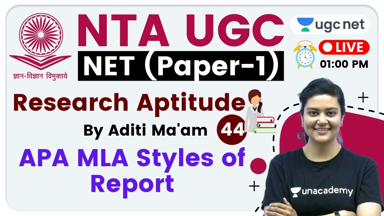 NTA UGC NET 2020 (Paper-1) | Research Aptitude by Aditi Ma'am | APA MLA Styles of Report