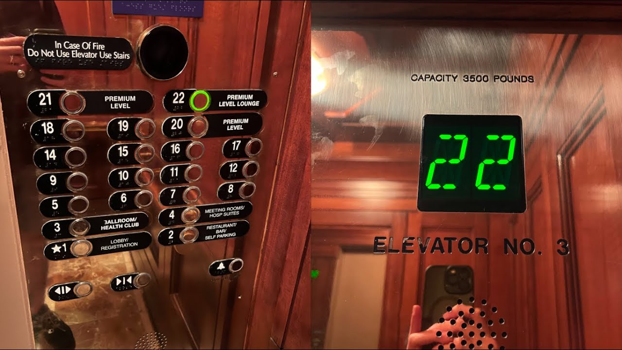 450 FPM Montgomery/Otis Traction Elevators at the Hilton Charlotte Uptown in Uptown Charlotte, NC
