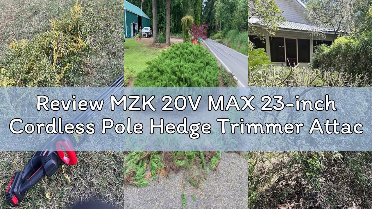 Review MZK 20V MAX 23-inch Cordless Pole Hedge Trimmer Attachment, 8-Feet Reach, Electric Hedge Trim