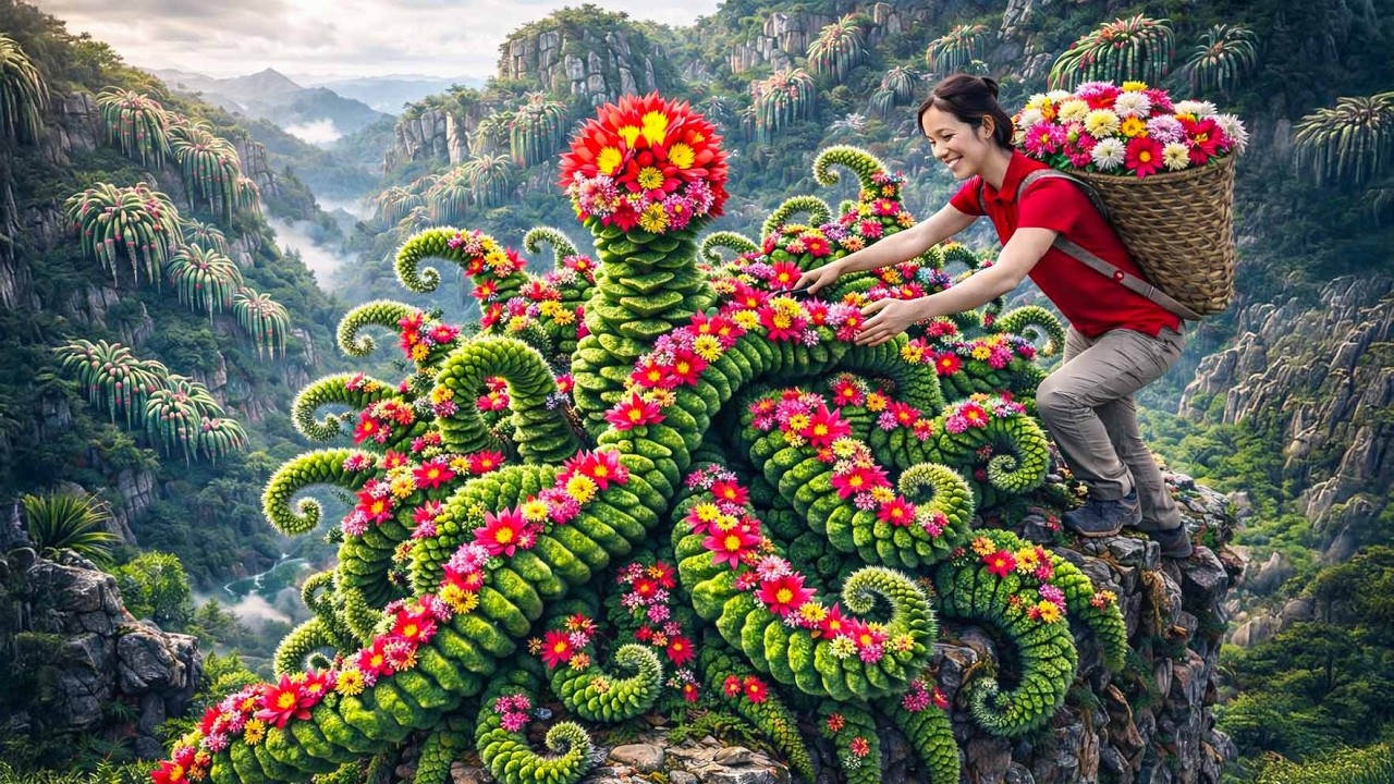 SHOCKING! Girl Harvests Giant Emerald Dragon Bloom on a Dangerous Cliff 😱🌺 | Million-Dollar Plant