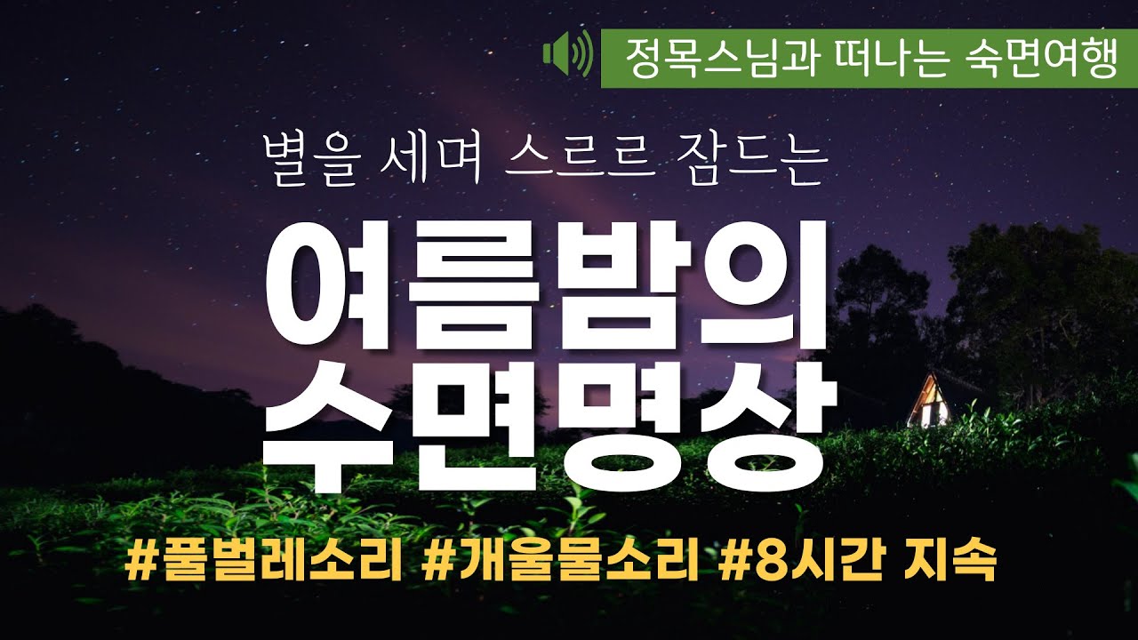 [8시간] 한적한 시골집에서 별을 세며 잠들어요/여름밤의 수면명상 2 /풀벌레 ASMR