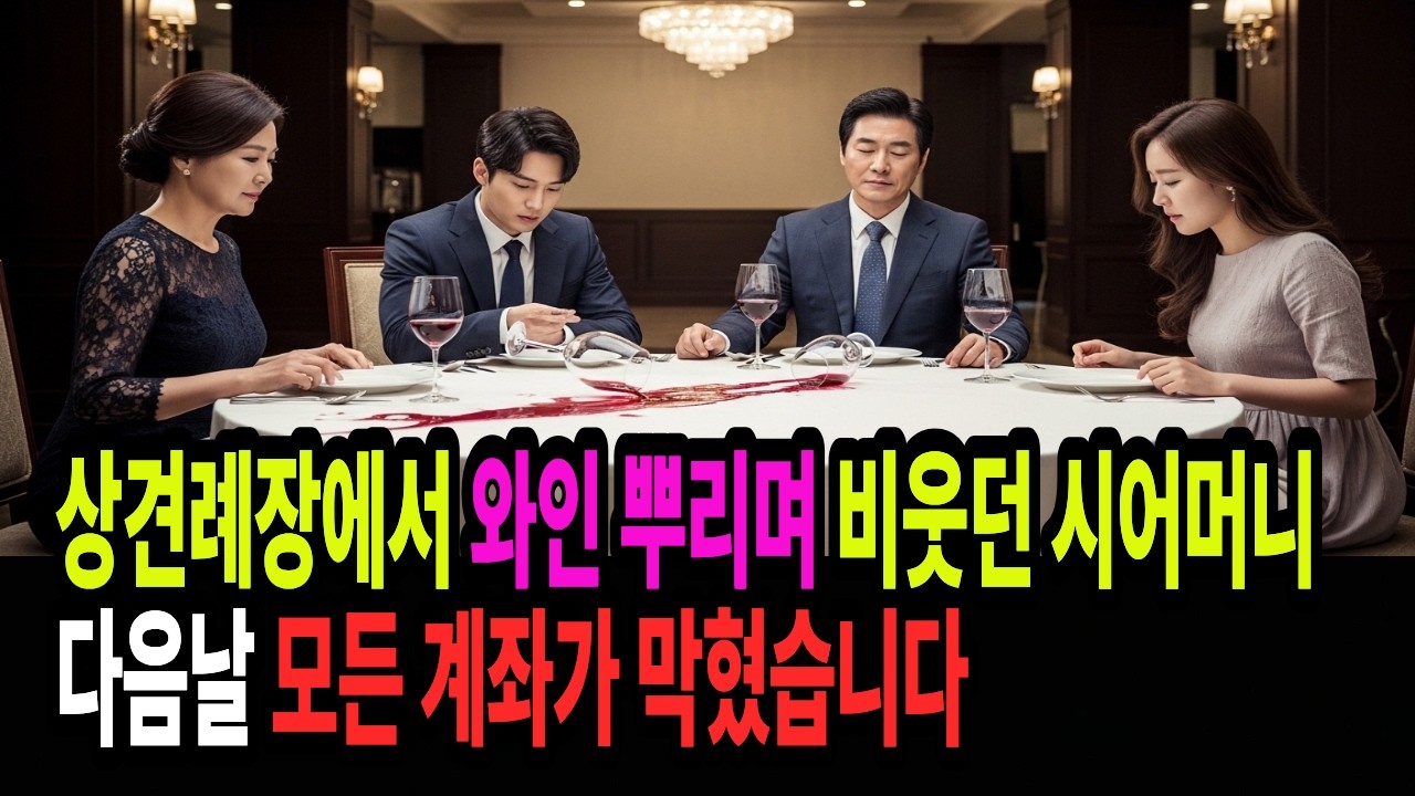 와인 뿌리며 비웃던 시어머니… 다음 날 오전 9시 12분, 전 계좌가 막혔습니다 | 상견례 반전