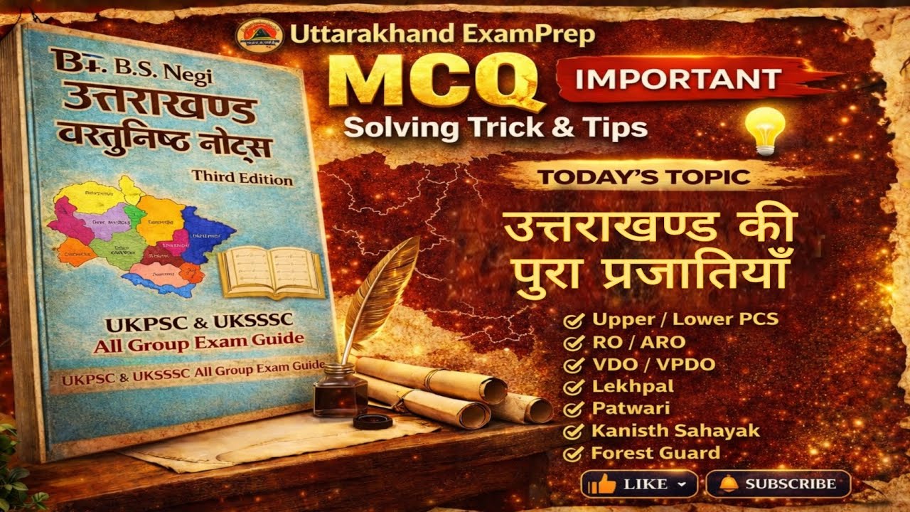 उत्तराखण्ड की पुरा प्रजातियाँ कोल–किरात–खस–शक  | B.S. Negi MCQ Series 