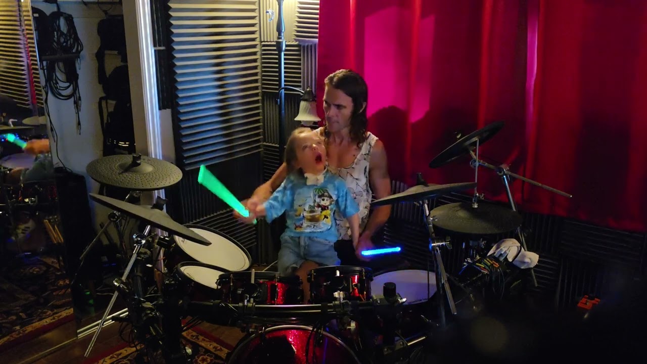 River playing drums at our club!