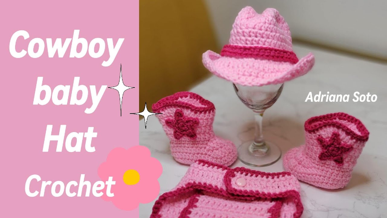 How to crochet a Baby Cowboy Hat, step by step BEGINNERS FRIENDLY